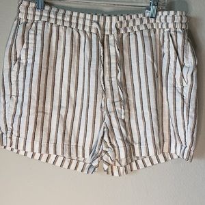 Old Navy High Rise Linen Blend Striped Shorts Lg